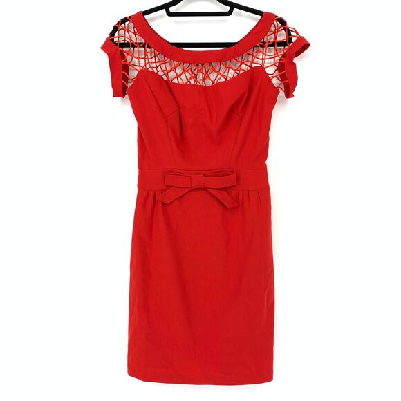 Tatyana Dresses & Skirts - Tatyana Women's Size M Knee Length Wiggle Dress Stretch Short Sleeve Red